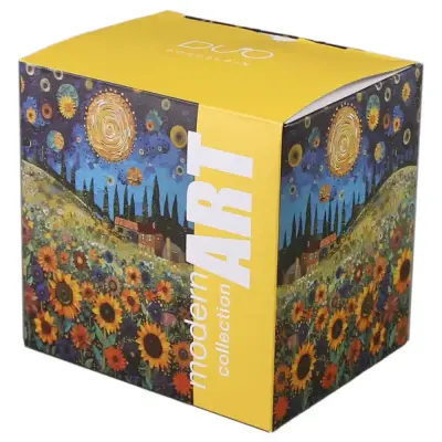 Cana portelan cu infuzor metalic si capac 450 ml, „sunflower field”, modern art